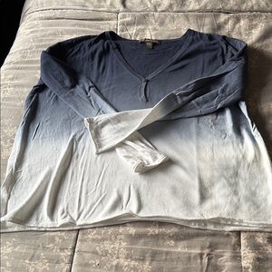 Blue and White Ombre Long Sleeve Top